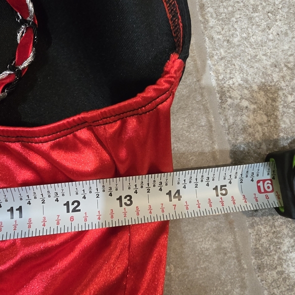 Queen Of Hearts Costume Small Red and Black Polka Dot Dress Mini Corset - Picture 9 of 10